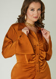 Ruched Satin Shirtdress