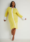 Plus Size Two Tone Bell Sleeved Shirtdress