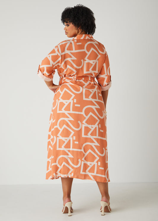 Belted Printed Shirtdress
