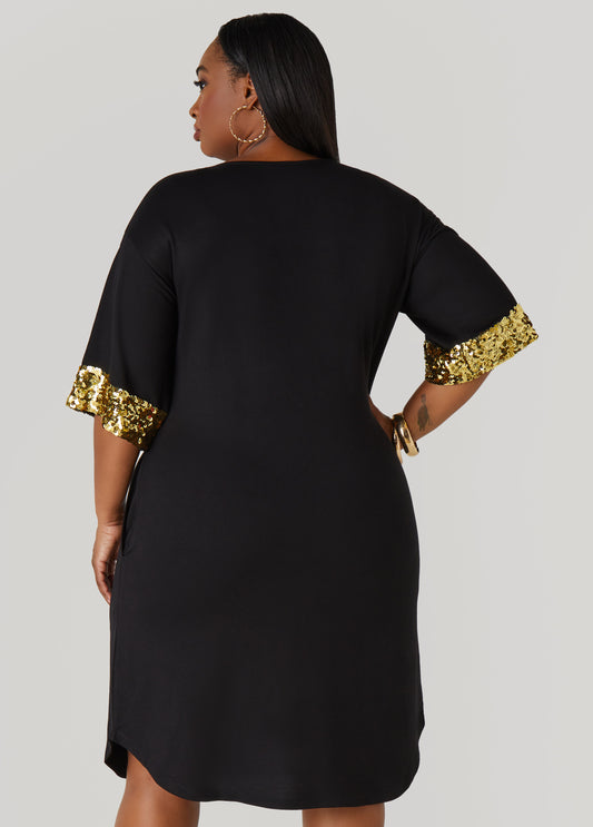 Sequined T Shirt Dress