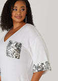 Sequined Terry T Shirt Dress