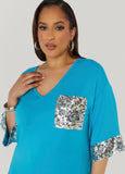 Sequined Terry T Shirt Dress
