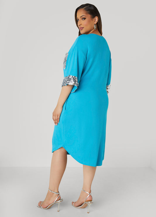 Sequined Terry T Shirt Dress