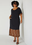 Leopard Paneled T Shirt Dress