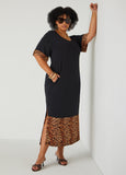 Leopard Paneled T Shirt Dress