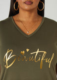 Metallic Graphic T Shirt Dress