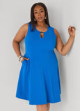 Plus Size Dress A Line Little Blue Dress Fit Flare Dress Knit Dress