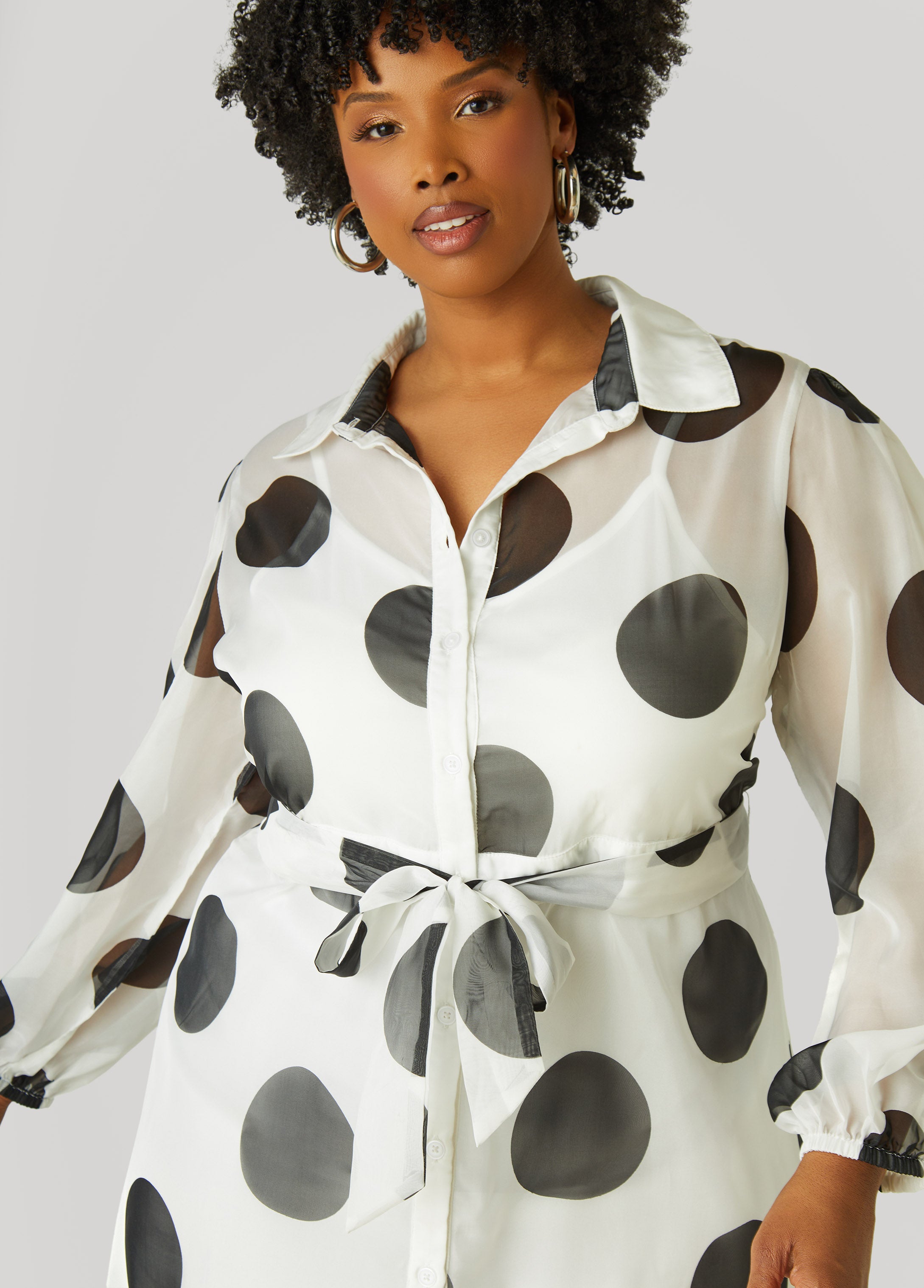 Polka Dot Organza Shirtdress