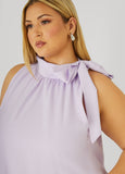 Tie Neck Flounced Midi Dress