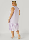 Tie Neck Flounced Midi Dress
