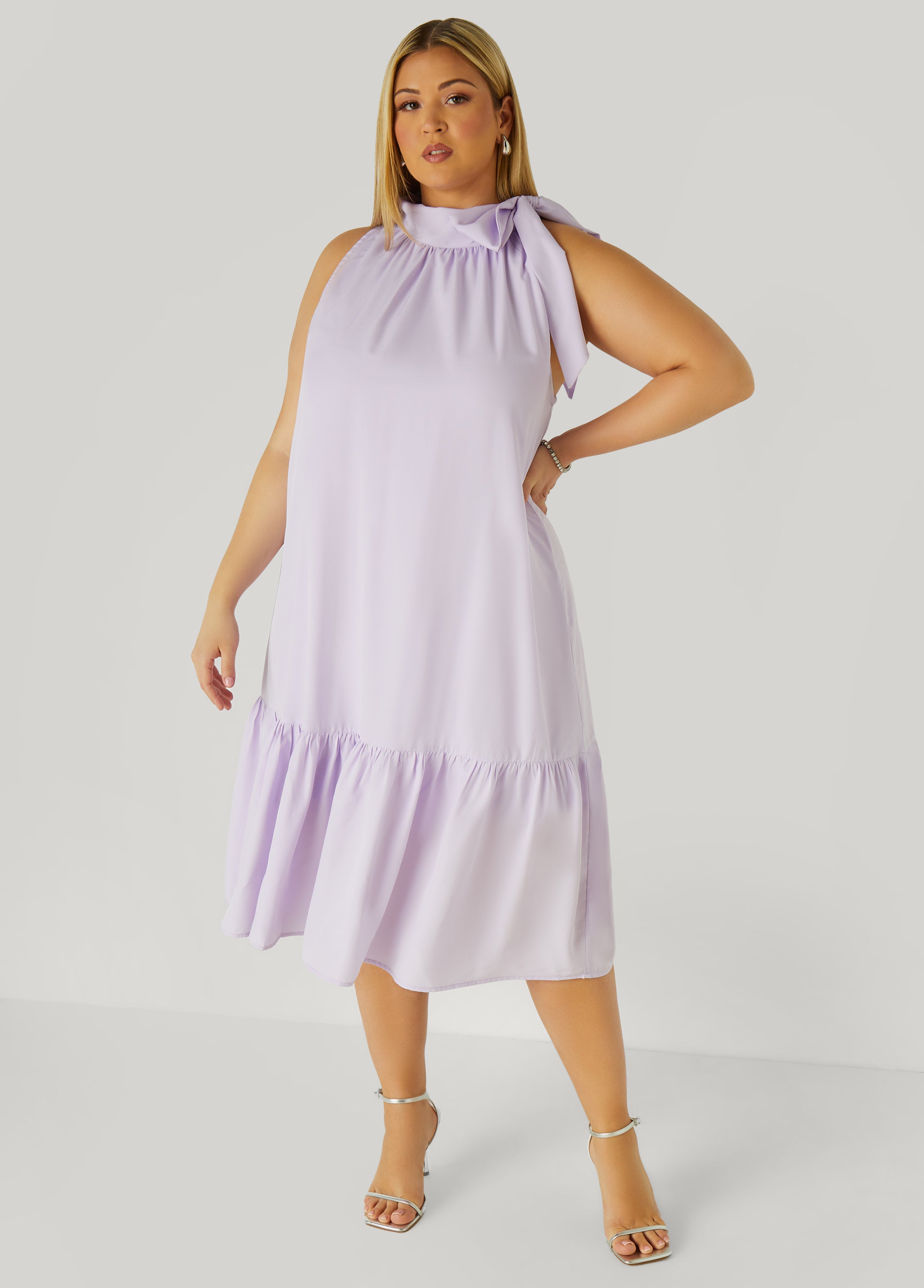 Plus Size Midi Dress Plus Size Semi Formal Dress Tieneck Dress