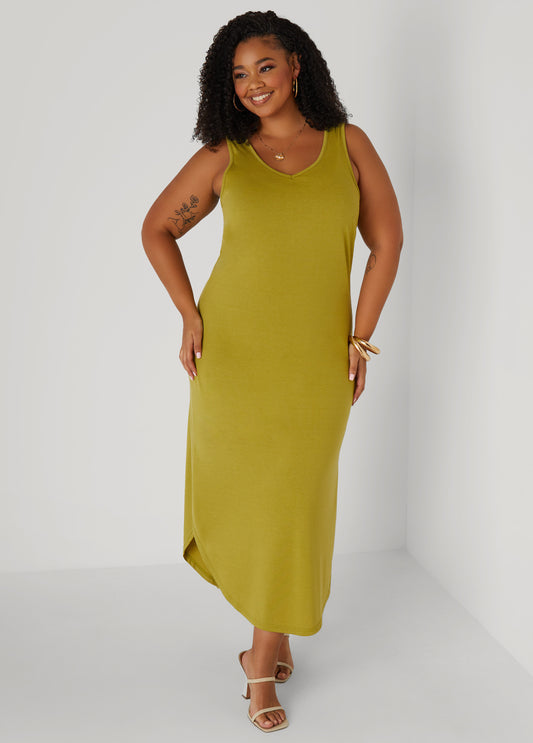 Plus Size V Neck Maxi Tank Dress
