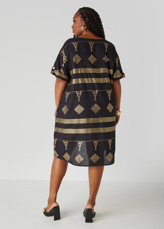 Metallic Print Dress
