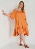 Plus Size Flounced Off The Shoulder Dress