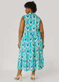 Flounced Printed Shirtdress