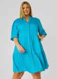 Flounced Woven Shirtdress