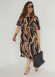 Ruffled Printed Shirtdress