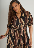 Ruffled Printed Shirtdress
