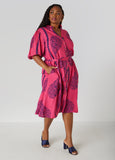 Ruffled Floral Print Shirtdress
