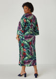 Belted Tropical Print Maxi Dress