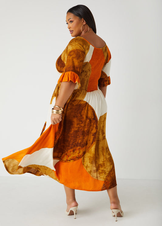 Printed Smocked Maxi Dress
