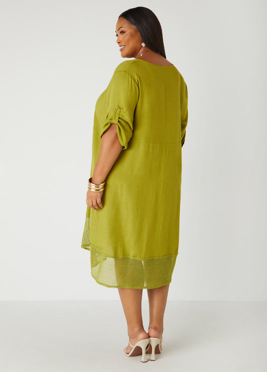 Fishnet Paneled Midi Dress