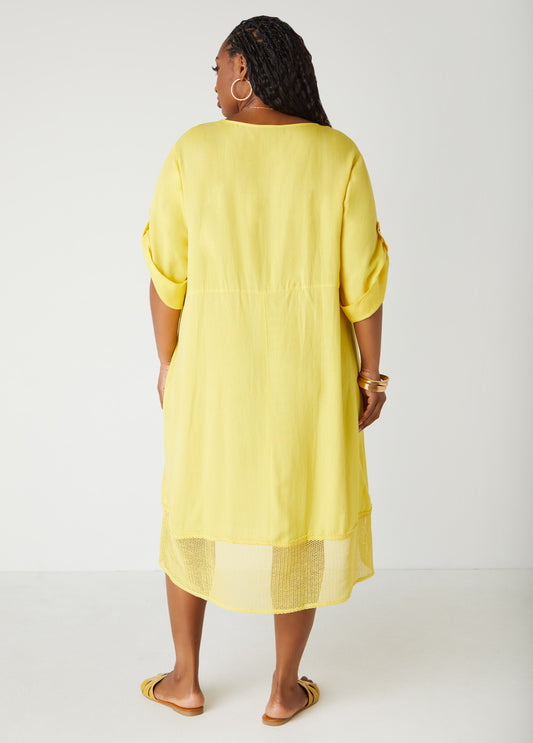 Fishnet Paneled Midi Dress