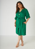 Button Embellished Shirtdress