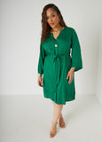 Button Embellished Shirtdress