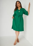 Plus Size Button Embellished Shirtdress