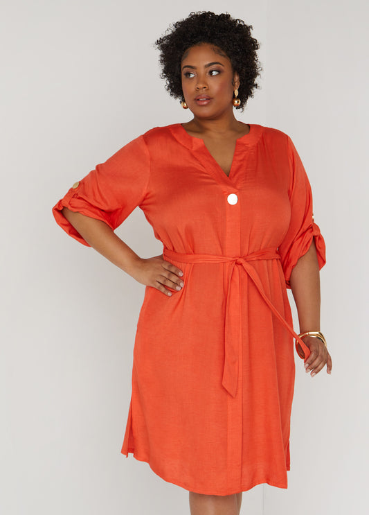 Button Embellished Shirtdress