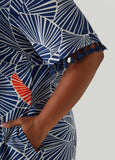 Tasseled Leaf Print Dress