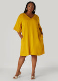 Plus Size Crochet Trimmed V Neck Dress