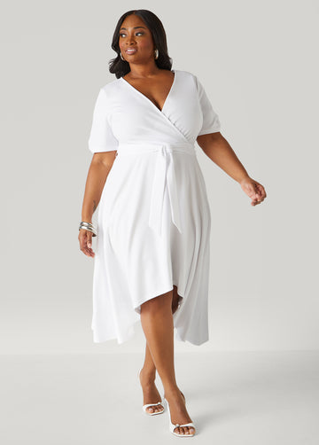 Faux Wrap Hi Low Dress