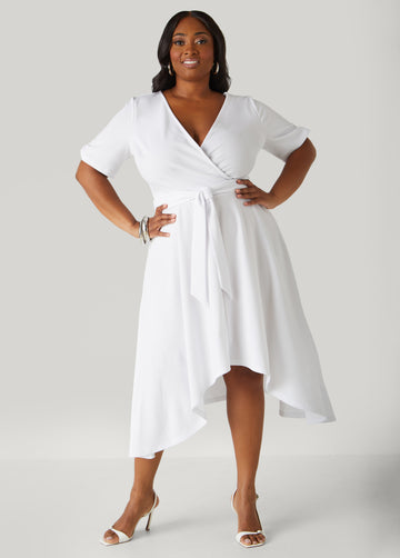 Faux Wrap Hi Low Dress