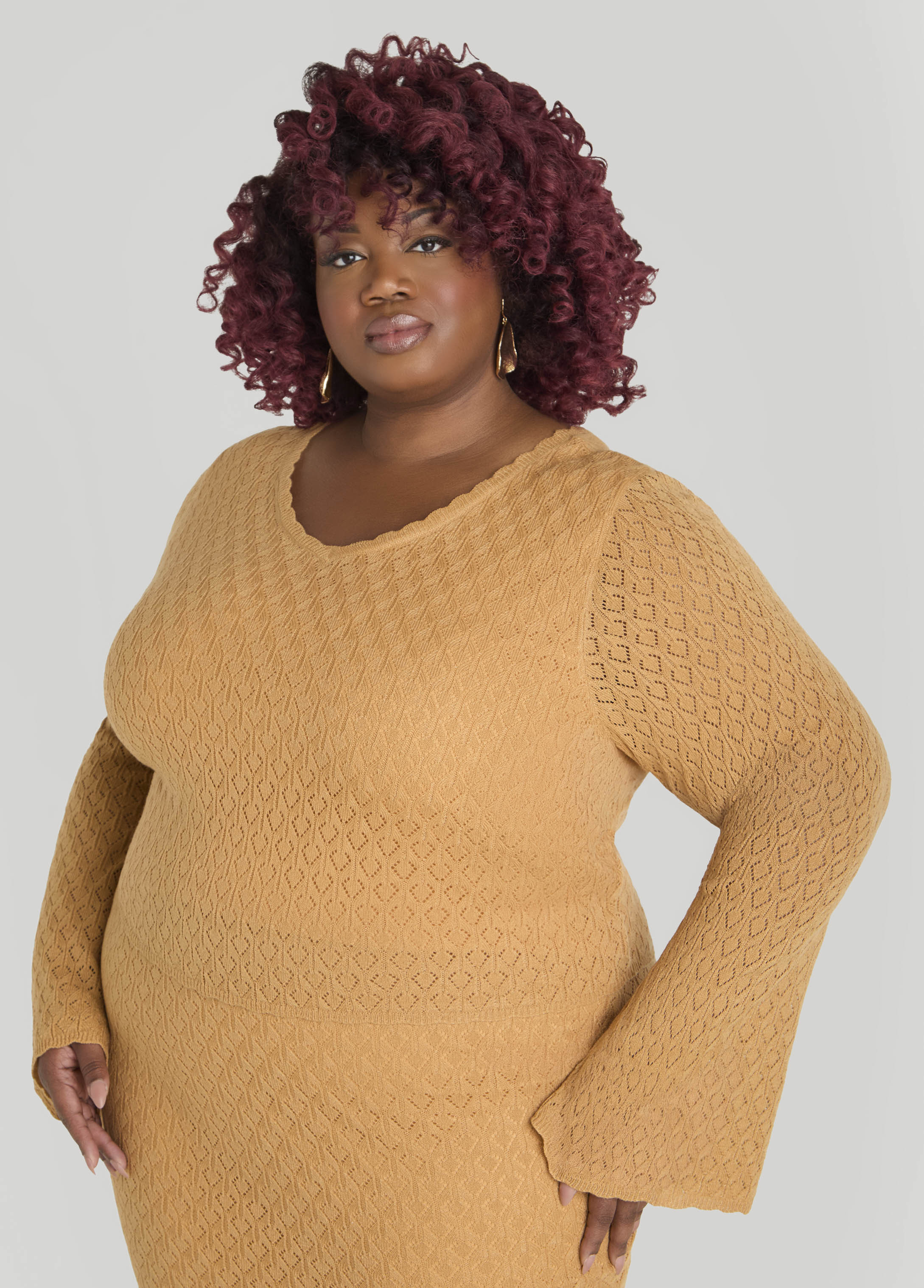 Plus Size Pointelle Knit Top Plus Size Knit Set Matching Two Piece