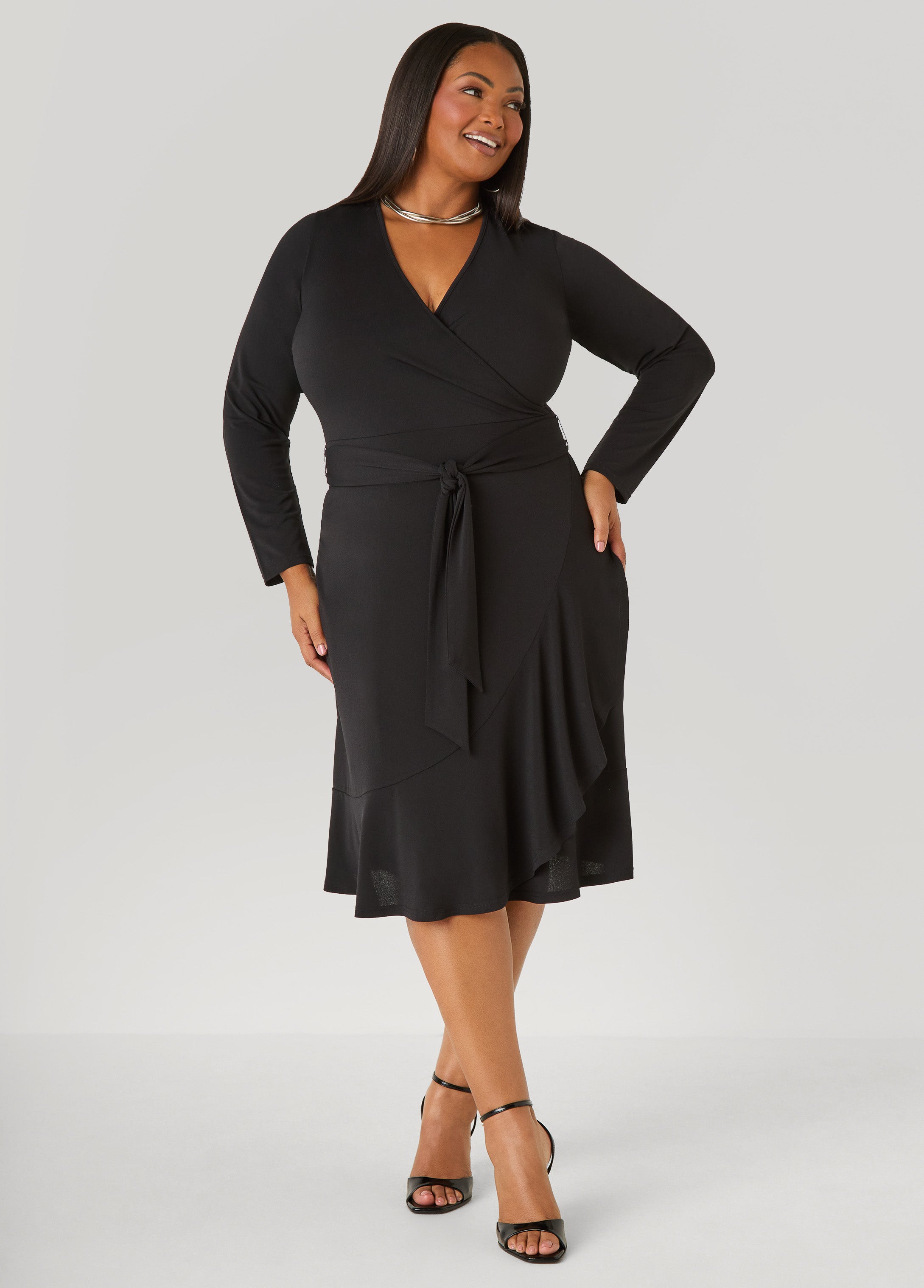 Ruffled Faux Wrap Dress