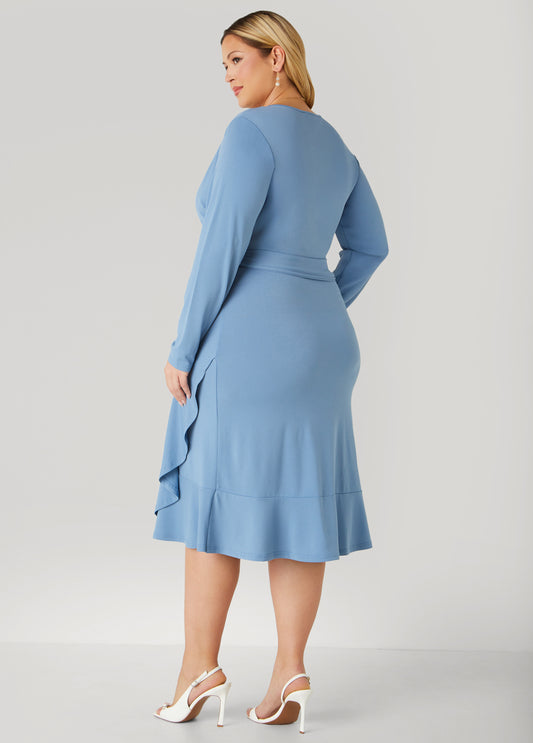 Belted Faux Wrap Dress