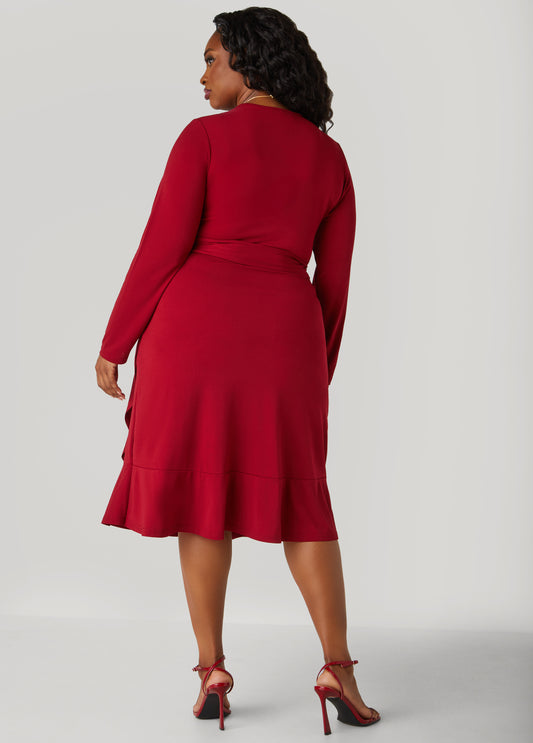 Belted Faux Wrap Dress