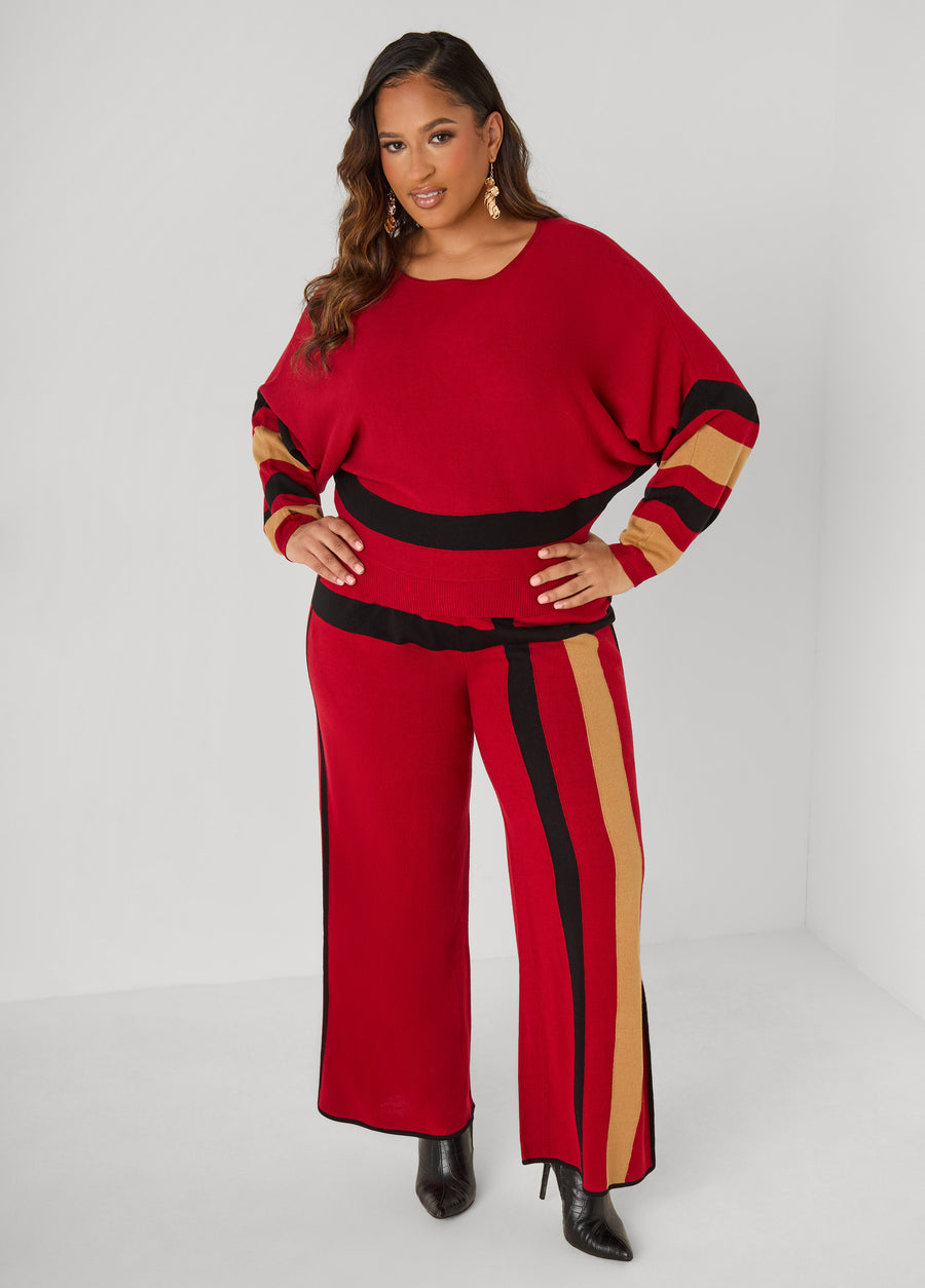Striped Wide Leg Sweater Pants
