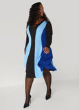 Cutout Colorblock A Line Dress