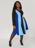 Cutout Colorblock A Line Dress