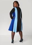 Cutout Colorblock A Line Dress