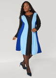 Cutout Colorblock A Line Dress