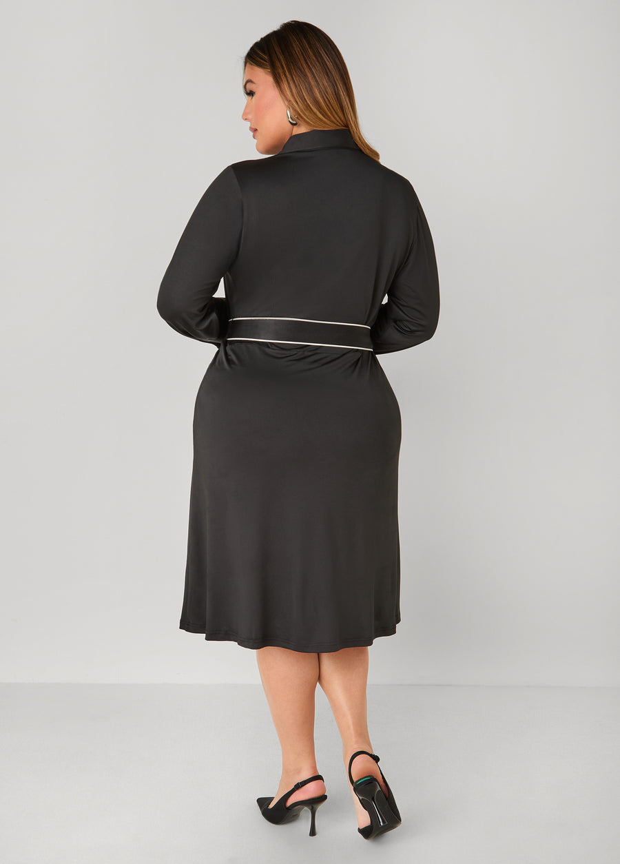 Knit Apatch Belted Knit Shirtdress – Ashley Stewart