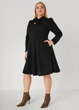 Plus Size Tie Neck Cutout A Line Dress