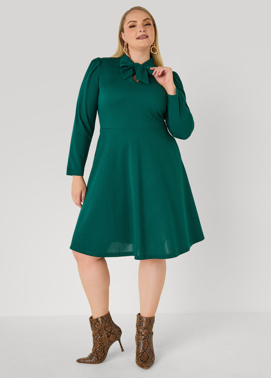 Cutout Tie Neck A Line Dress