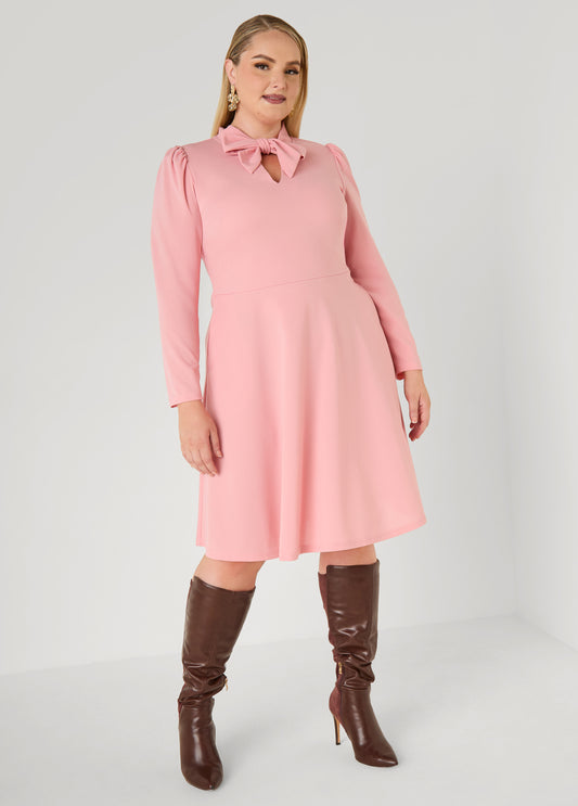 Cutout Tie Neck A Line Dress