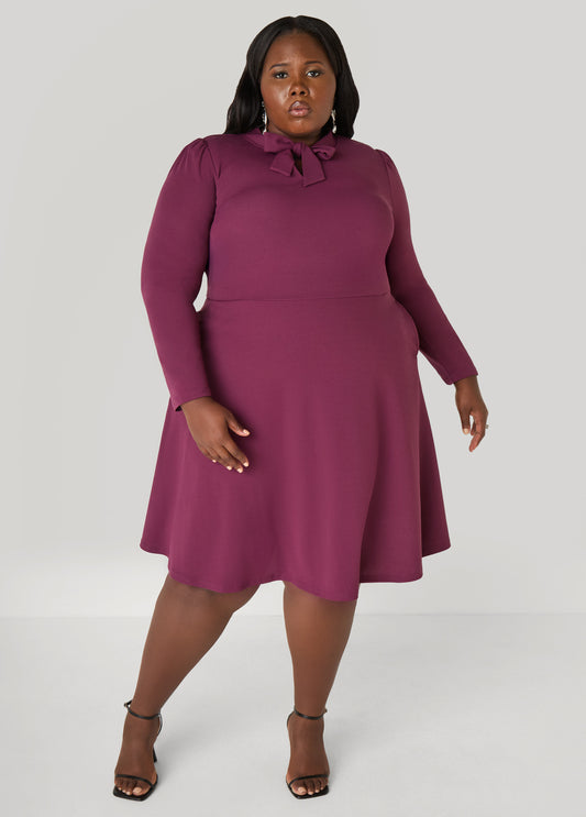 Cutout Tie Neck A Line Dress