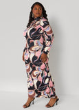 Ruched Abstract Bodycon Dress